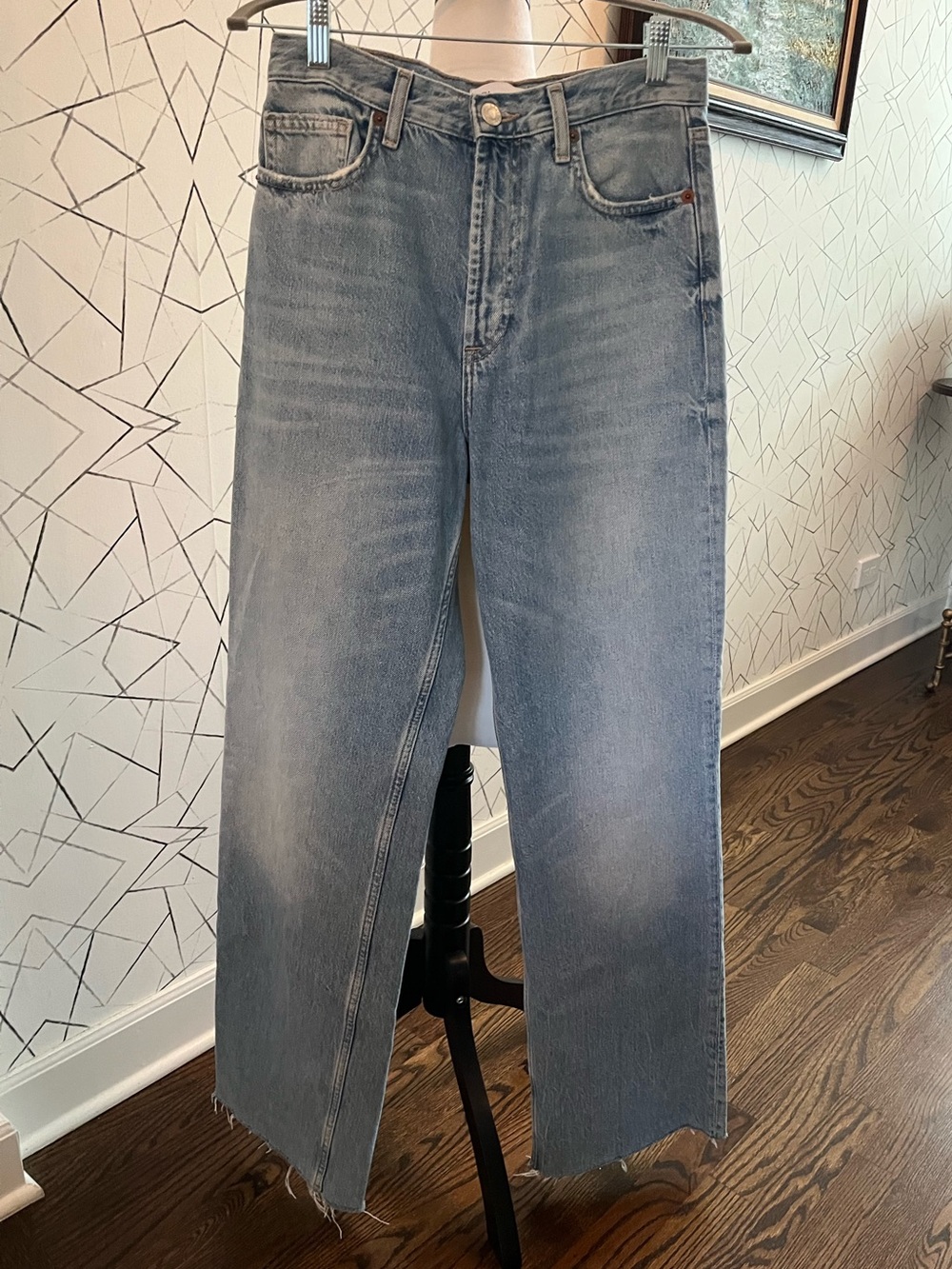 Zara Washed Blue Straight Jeans